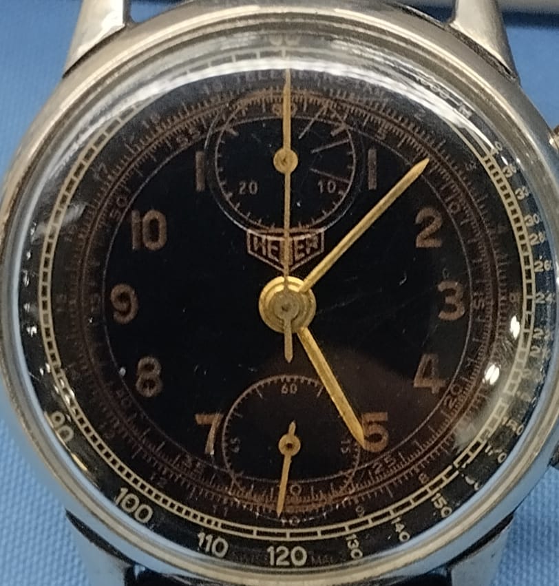 Heuer Up & Down Ref. 433 Vintage Anni '40 — Quadrante Nero Numeri Rossi