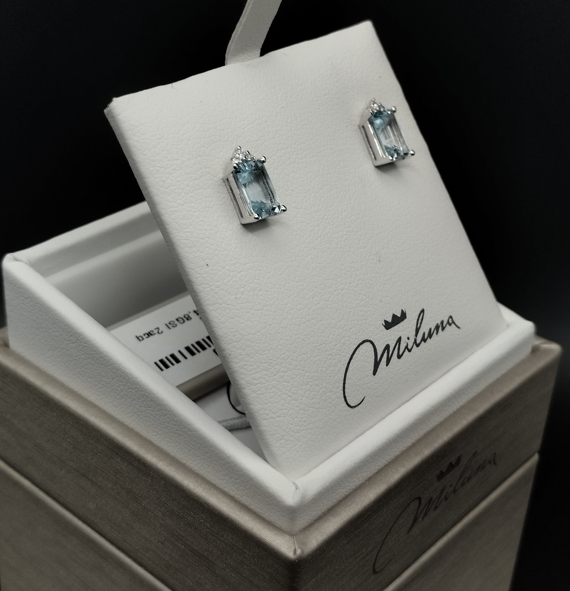 Orecchini Miluna in Oro Bianco con Diamanti e Acquamarine