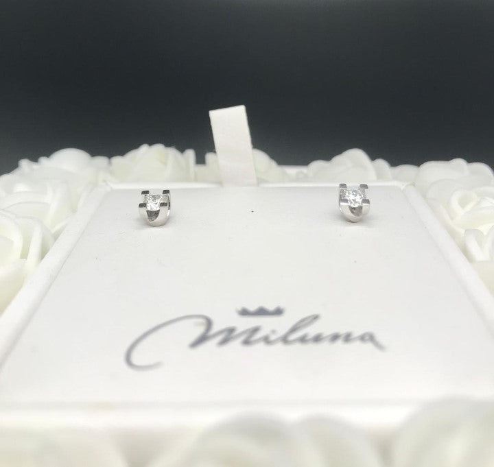Orecchini Punto Luce Miluna in Oro Bianco e Diamanti