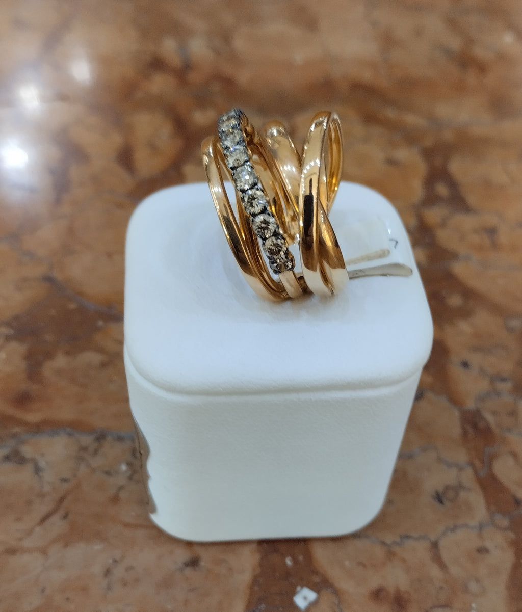 Anello Fascia in Oro Rosa con Diamanti Brown 1,11 ct — Creazione Gusci