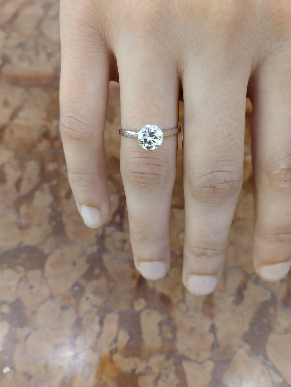 Anello Solitario in Oro Bianco con Diamante 1,20 ct — Creazione Gusci