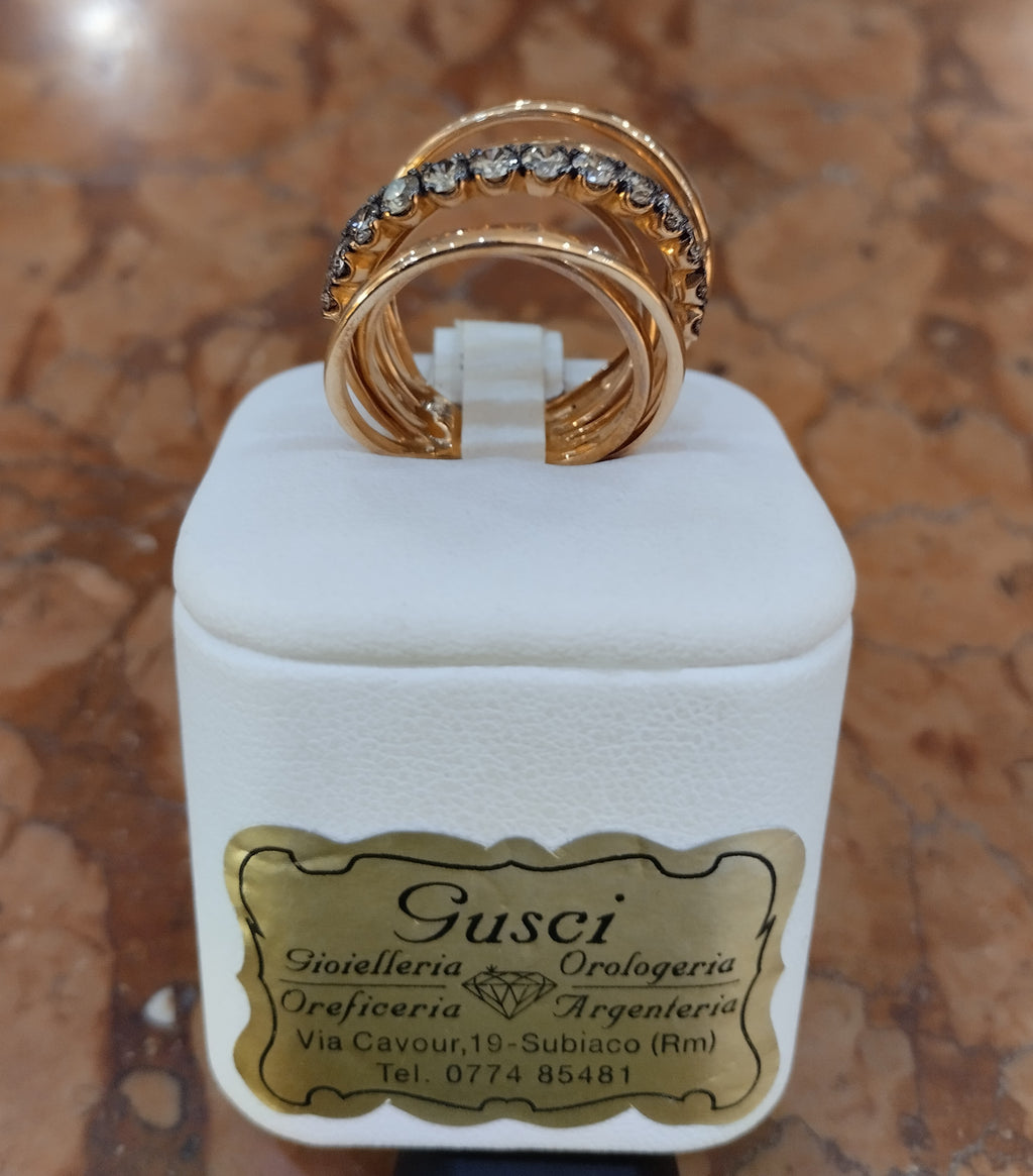 Anello Fascia in Oro Rosa con Diamanti Brown 1,11 ct — Creazione Gusci