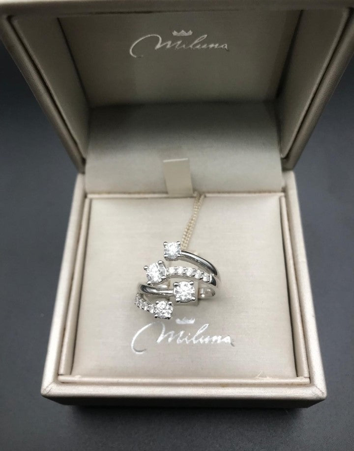 Anello Miluna 4 Rami in Oro Bianco e Diamanti