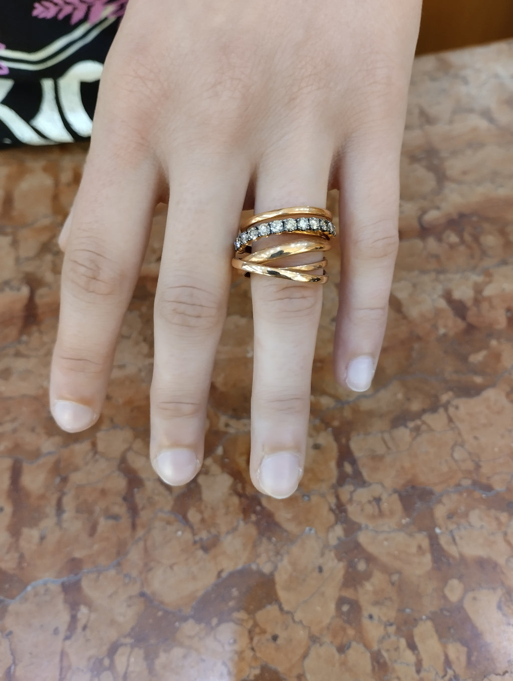 Anello Fascia in Oro Rosa con Diamanti Brown 1,11 ct — Creazione Gusci