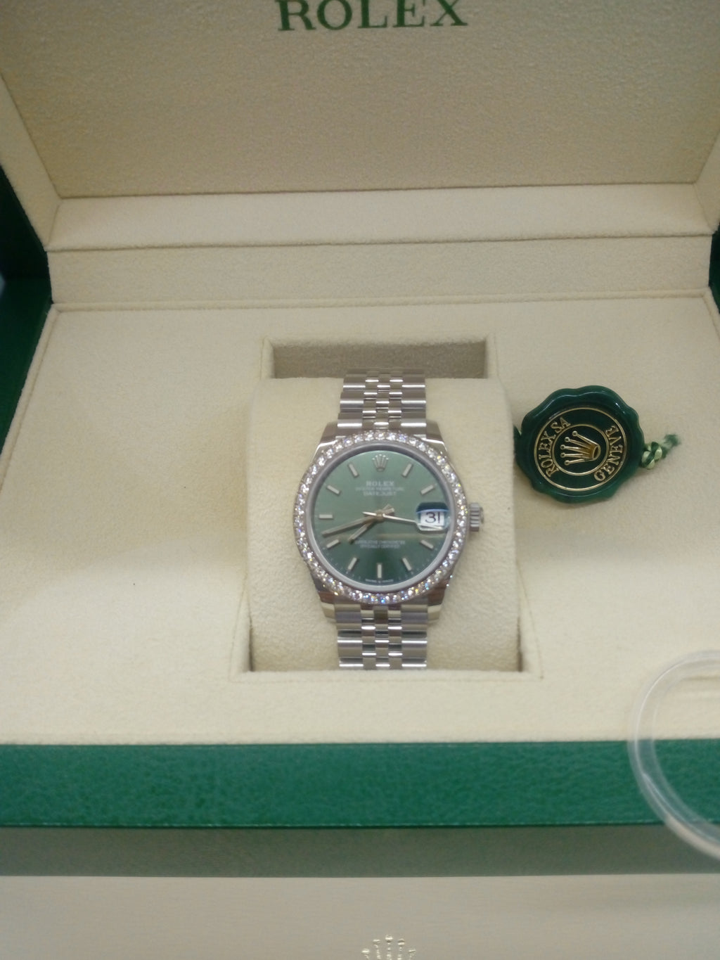 Rolex Datejust 31 Quadrante Verde Menta — Rolesor Bianco e Diamanti