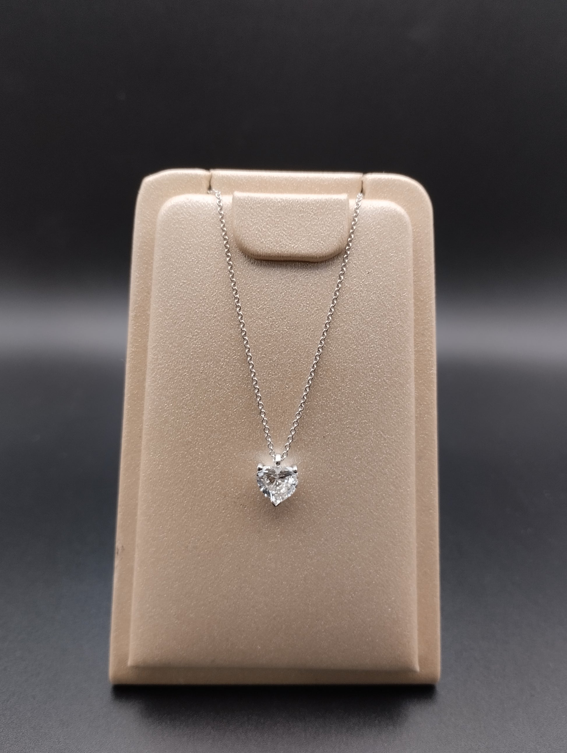 Collana Cuore Oro Bianco e Diamante Lab Grown
