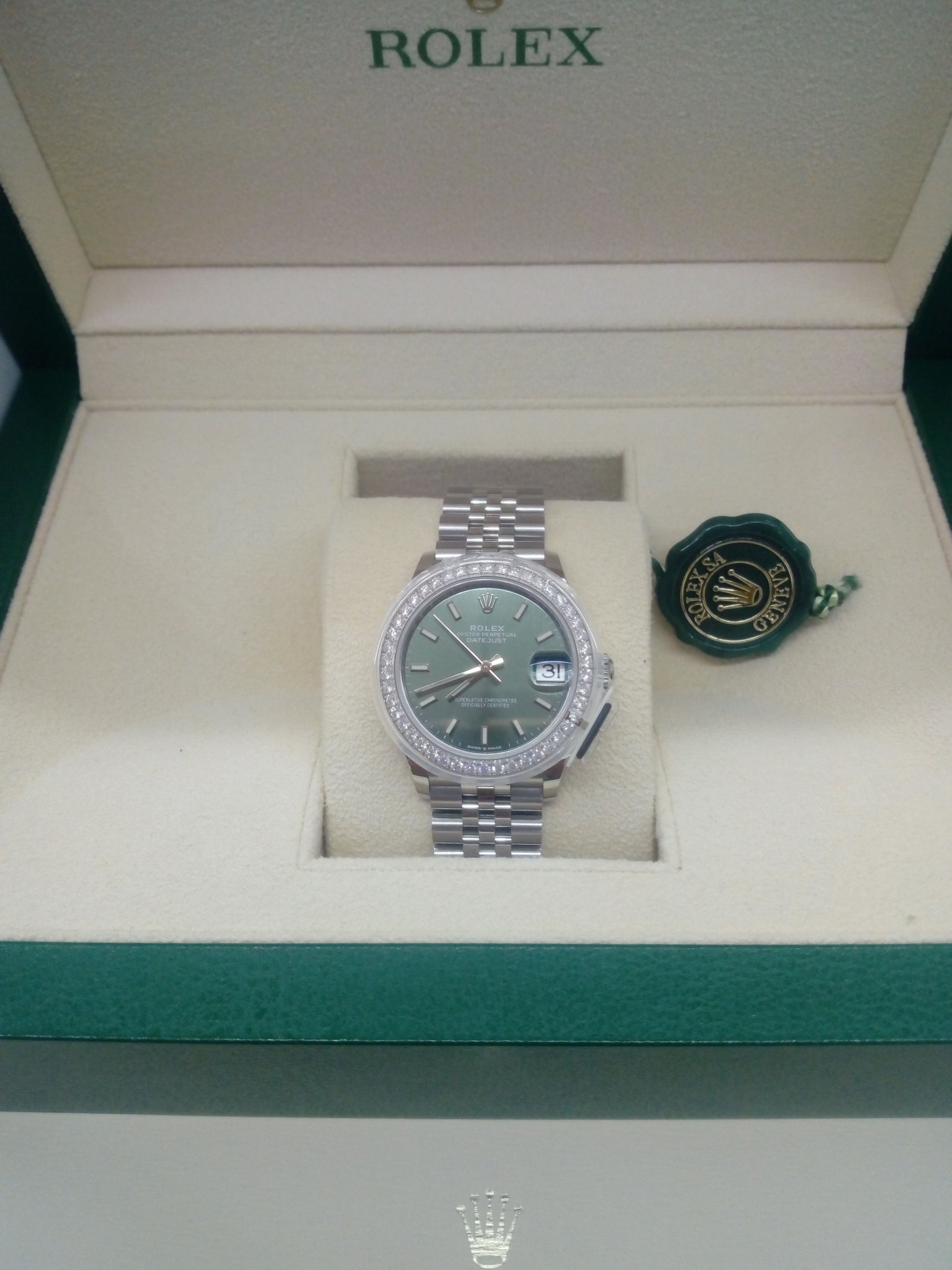Rolex Datejust 31 Quadrante Verde Menta — Rolesor Bianco e Diamanti