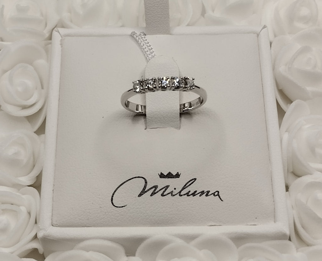 Anello Veretta Piccola Miluna in Oro Bianco e Diamanti