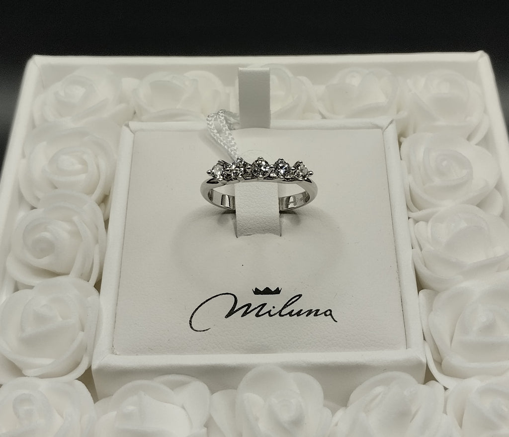 Anello Veretta Grande Miluna in Oro Bianco e Diamanti