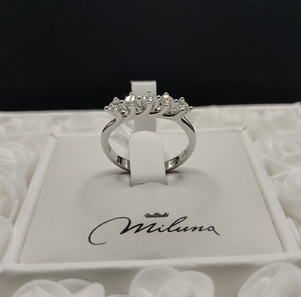 Anello Veretta Grande Miluna in Oro Bianco e Diamanti