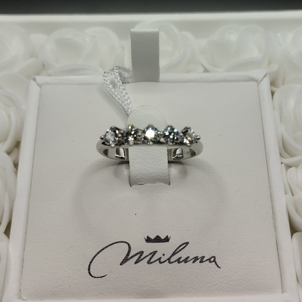 Anello Veretta Grande Miluna in Oro Bianco e Diamanti