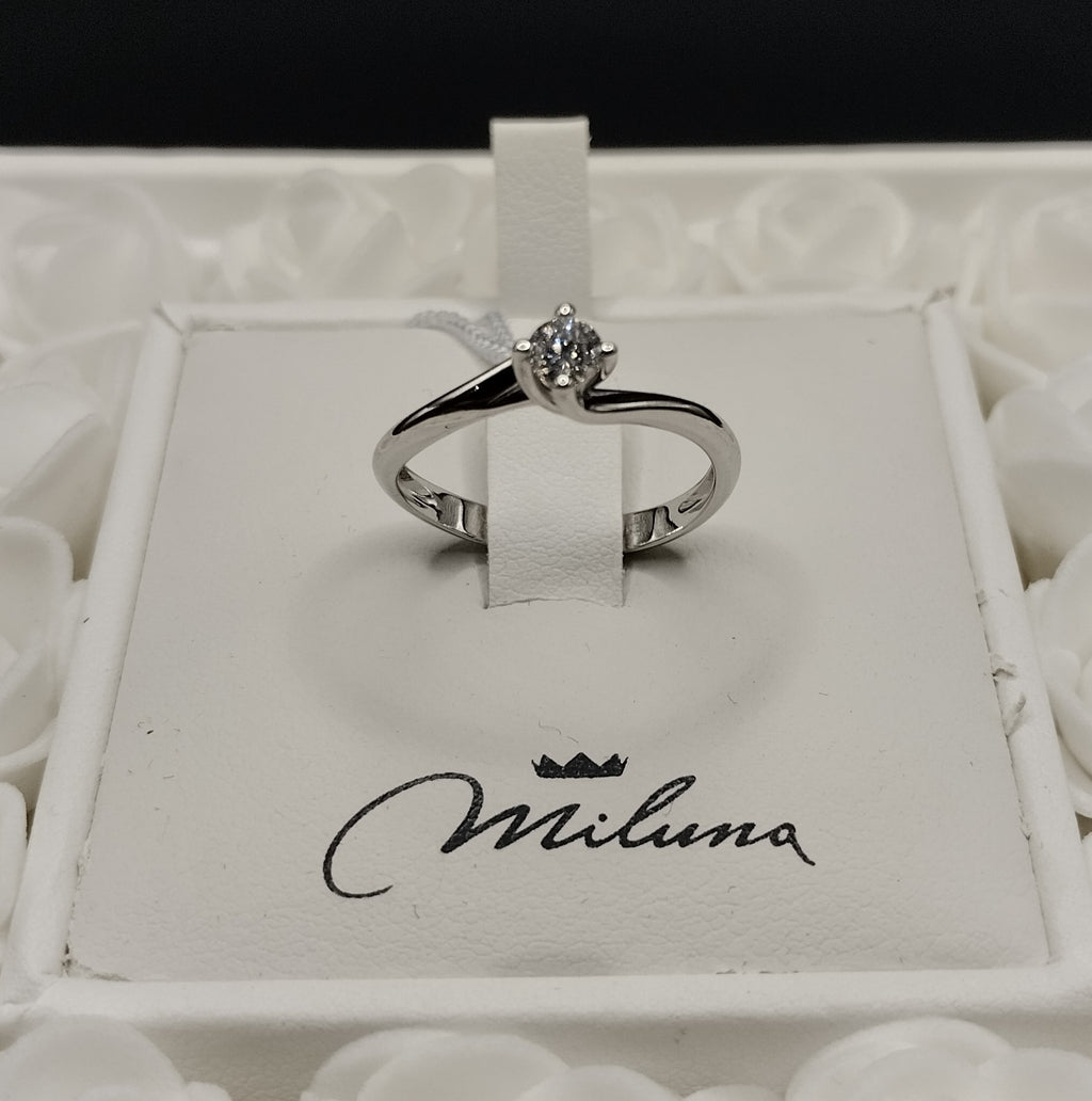 Anello Solitario Valentino Piccolo Miluna in Oro Bianco e Diamante