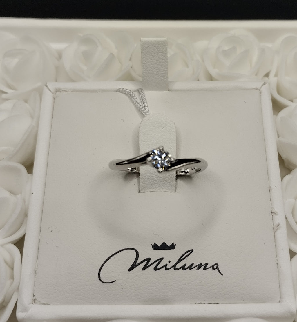 Anello Solitario Valentino Piccolo Miluna in Oro Bianco e Diamante