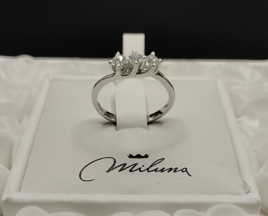 Anello Trilogy Piccolo Miluna in Oro Bianco e Diamanti